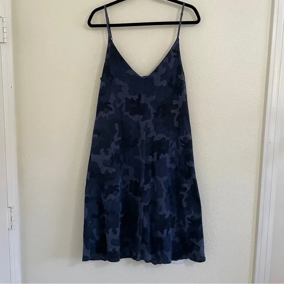 ATM Anthony Thomas Melillo‎ V-Neck Blue Camo-Print Cotton Slip Dress Medium - Picture 2 of 5
